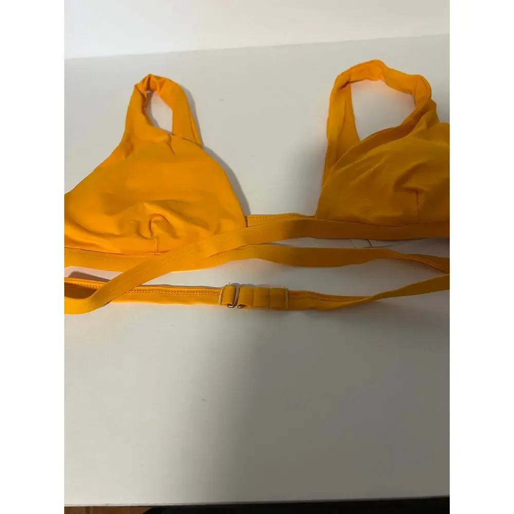 NWT L*Space Women's Avery Wrap-Style Beach Swim Bikini Top Mango Orange Size L